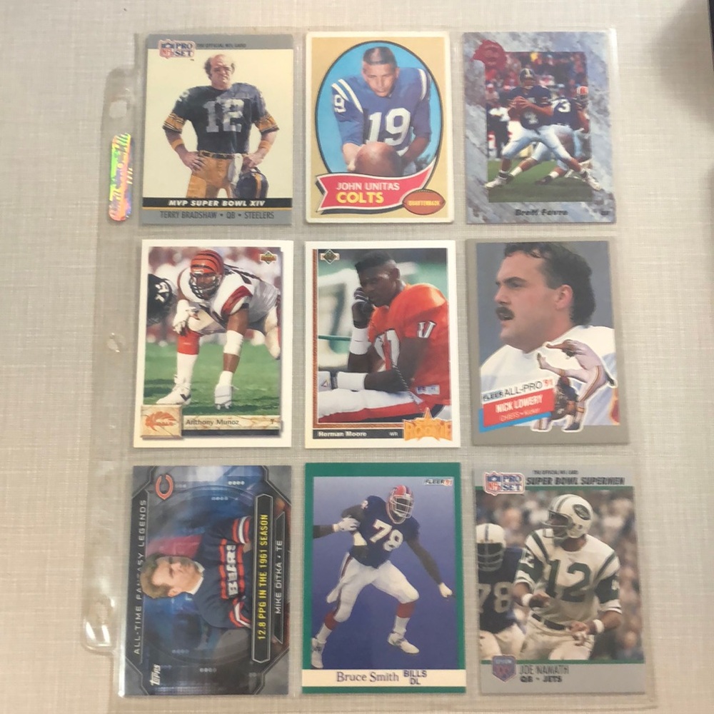NFL football cards set of nine Super Bowl champions, Terry Bradshaw etc